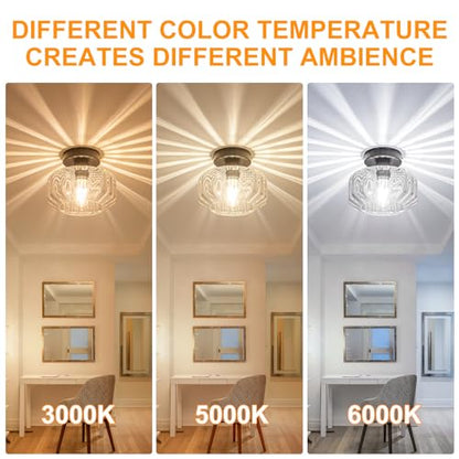 Tbaoinal Semi Flush Mount Ceiling Light with Diamond Glass Shade, 36-Faceted Panels Create Starburst Effect, 1200LM LED Bulb Included Matte Black Ideal for Hallway Entryway Kitchen Bathroom Bedroom - color: Matte Black