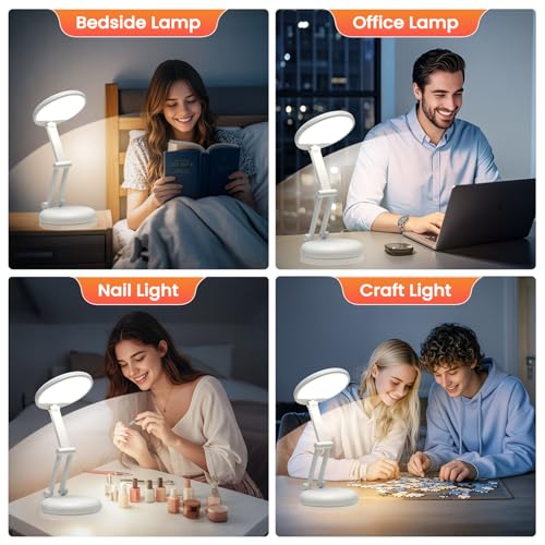 One Fire Rechargeable Table Lamp, 3600mAh Battery Operated Lamp Desk Lamp - color: White