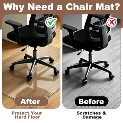 Clear Chair Mat for Hard Floors, 36 x 48 PVC Desk Mat | Clear PVC chair mat protects hard floors from rolling chair casters; suitable for hardwood, tile, laminate and vinyl