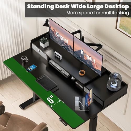 Kingant Standing Desk with Dual Drawers,Electric Height Adjustable 63"x 30" - color: Black, size: 63" x 30"
