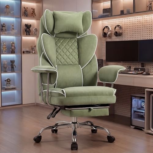 NEO CHAIR Big & Tall Leather Office Chair, High Back, Lumbar Support, Green | Gaming Chair for Adults and Computer Use, Reclining Office Chair with Foot Rest, Massage, Comfy Design and Heavy Duty Support - color: Green