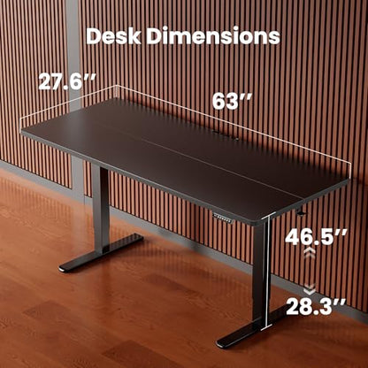 ErGear Height Adjustable Electric Standing Desk, 63 x 28 Inches Sit Stand up Desk, Memory Computer Home Office Desk, Black - color: Black, size: 63 X 28 Inches