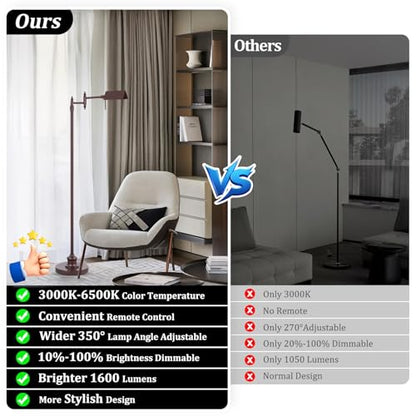Bairth Oil-Rubbed Bronze Reading Floor Lamp,Dimmable Pharmacy Standing Lamp | 3 Color Temperature, Dimmable, 17W LED, Height Adjustable, 360°Swing Arm, for Living Room, Bedroom, Office, Craft & Sewing - color: Oil-Rubbed Bronze