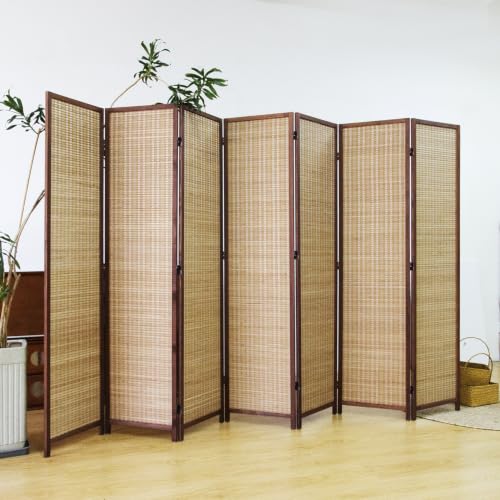Furnnylane 7 Panel Bamboo Room Divider Screen, Brown Folding Privacy Screen - color: Brown, size: 7 Panel