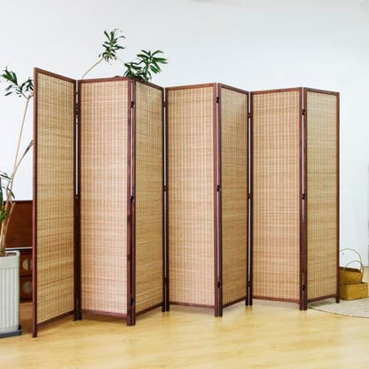 Furnnylane 7 Panel Bamboo Room Divider Screen, Brown Folding Privacy Screen - color: Brown, size: 7 Panel