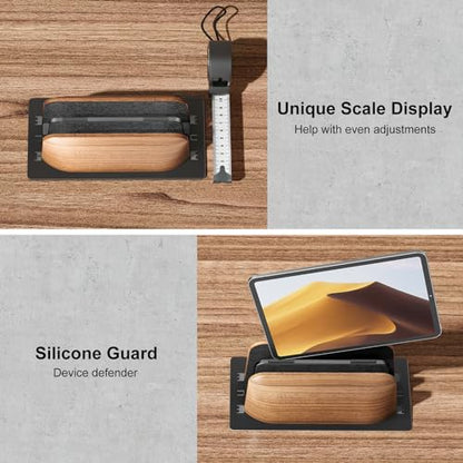 UPERGO Vertical Laptop Stand, Dual Slot Wooden Laptop Holder Vertical for Desk, Width Adjustable Dock for MacBook Pro and Other Laptops | Solid Walnut & Aluminum, Width Adjustable 0.47"-1.1", Anti-Scratch Silicone Pads, Handcrafted