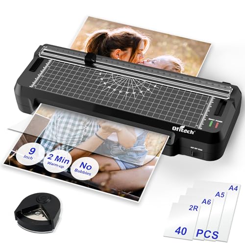 9 inch Laminator Machine with 40 Laminating Sheets, 4-in-1 Thermal Laminator with Paper Trimmer & Corner Rounder, 2-Min Fast Warm Up, Hot & Cold Laminating Machine 8.5 x 11 for Office School Home