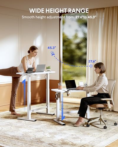 FLEXISPOT H7 Plus Mobile Standing Desk, Pneumatic Adjustable,One-Piece 40" - color: White, size: 40"