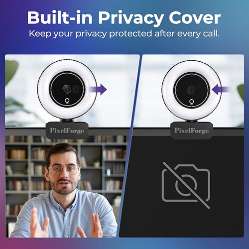 2K Webcam for PC with Microphone & Light & Privacy Cover - color: Black, style: 2K Sony Sensor
