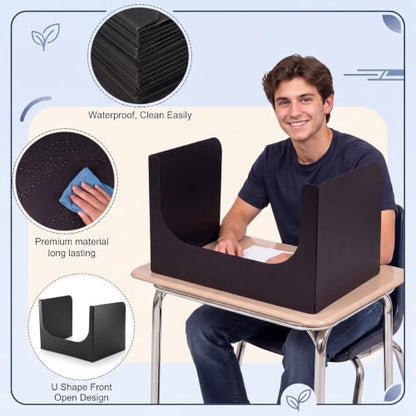 Silipull 30 Pack Black Desk Dividers for Students U Shape Front Open Design
