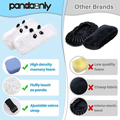 2Pack Plush Panda Chair Armrest Pads, Memory Foam Kawaii Chair Armrest Cushion with Velcro Strap, Adjustable & Washable Ergonomic Elbow Support Decompression for Home Office Gaming Chair