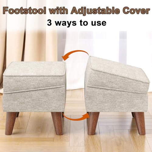 FAGAGA Ottoman Foot Rest, Small Footstool Ottoman with Adjustable Lid - color: Beige, size: 11.8"D x 15.8"W x 11.3"H