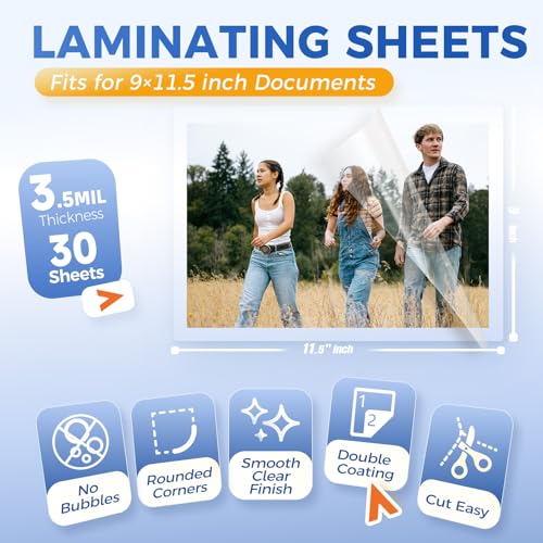 3.5Mil Thermal Laminating Pouches 8.5 x 11 Inches 30Pack - size: 8.5"x11.5", style: 3.5Mil_30Pack