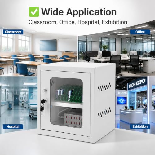 12Device Cell Phone Charging Cabinet Lockable Mobile Phone Charging Station - color: White, size: 12-Device