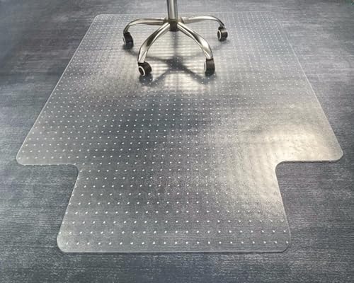 Large Office Chair Mat for Carpet with Lip, 46"x60" Slip-Resistant | Heavy-Duty Clear Mat, 4mm Studded Grip, 60,000+ Use Rating, Smooth Glide, Protects Low-Medium Pile Carpets - size: 46" x 60"