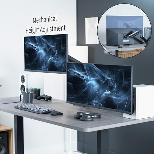 VIVO Heavy Duty Dual Ultra-Wide Monitor Desk Mount, Mechanical Spring Height Adjustable Stand for 2 Ultrawide Screens up to 45 inches, 44 lbs Capacity per Arm, Black, STAND-V200D