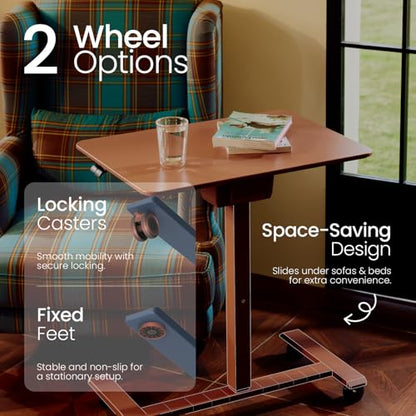 TopJob ANYDESK FOLD Mobile Standing Desk, Portable with Lockable Wheels, Foldable Stand Desk, Rolling Computer Workstations, Used for Home, Couch Side Table, Bedside Table in Bed Room Kitchen - color: Mint