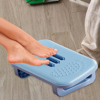 Office Desk Footrest Rocking Foot Stool Ergonomic Support Massage Rollers Solid PP Material Suitable for Working Adults Kids Home, Light Blue - color: Light Blue