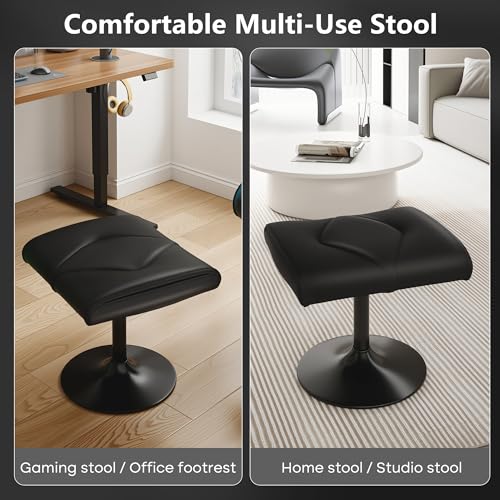 VECELO Foot Rest Under Desk Ottoman, PU Height Adjustable Footrest with Comfort Padding, Leg Rest for Desk for Relieving Leg Pain, Stiffness, and etc, Black - color: Black