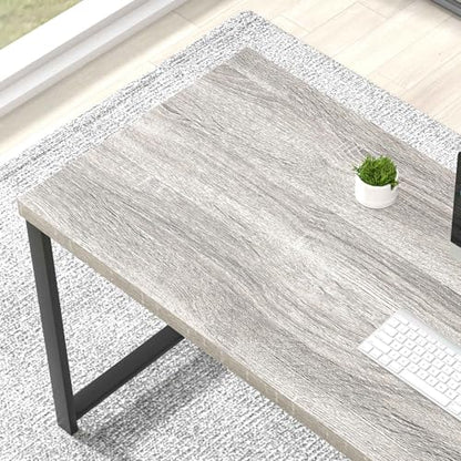 Computer Desk, Modern Home Office Desk with Shelves, Wood Writing Study Gaming Table for Living Room Bedroom, Light Grey, 53 inch - color: Light Grey, size: 53 inch