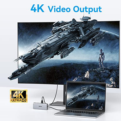USB C Docking Station Dual Monitor, Dual HDMI Adapter 12 in 1 Triple Display USB C Hub with VGA, Gigabit Ethernet, 100W PD, 4 USB Ports, SD/TF