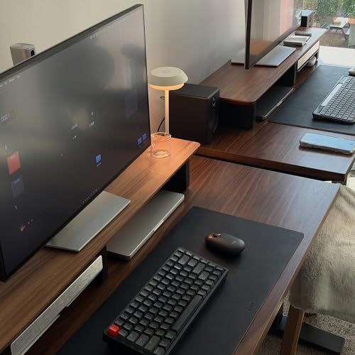 Raico Desk Cockpit Shelf Monitor Stand System Dual Screen Setup Wood Large Desk Accessory Organizer Unit (Walnut, Medium v2 | 36 Inches) - color: Walnut, size: Medium v2 | 36 Inches