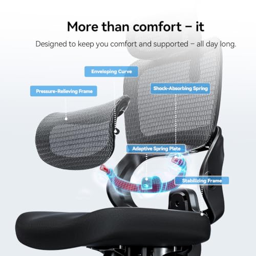 SIHOO B100 SE Ergonomic Mesh Office Chair, Desk Chair with Lumbar Support - color: Jet Black, size: Pack of 1