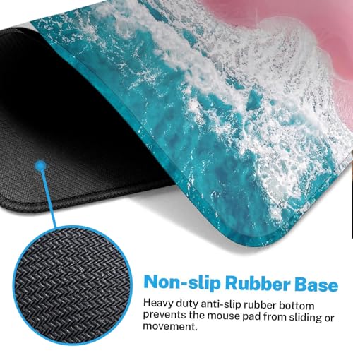 Large Mouse Pad, Mouse Pad, 31.5 x 15.7 Inch, Beach Pink | Blue Non-Slip Desk Pad Keyboard and Mouse Desk Mat for Gamer, Office & Home - color: Pink Blue Beach
