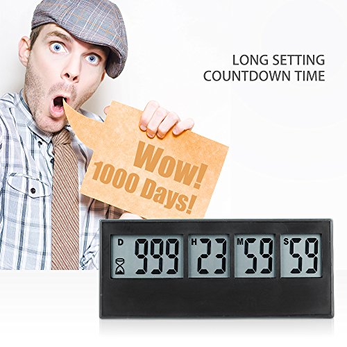 A AIMILAR Digital Countdown Days Timer 999 Days Count Down Timer for Vacation Retirement Wedding Lab Kitchen - color: Black