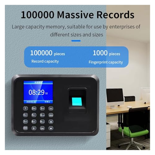 Biometric Fingerprint Time Attendance Machine Employee Recognition Device Electronic Staff Worker Check in Record Clock Recorder