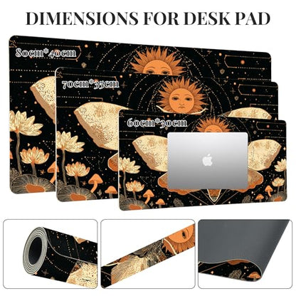 Myth Sun Desk Mat, Cute Extended Gaming Keyboard Mouse Pad, Large Office Desk Cover Mat Pad Deskmat, Non-Slip Leather Home Office Desk Mat Protector 31.5"×15.7" - color: Sun, size: L(31.5×15.7 inch)