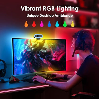 saylas 2K Webcam with Lights, HD Webcam for PC, 2K@60FPS Web cam with Microphone, 65° FOV, Autofocus, Noise Cancellation, Privacy Cover, Web Camera for Computer/Laptop, USB Streaming Computer Camera - color: 2K with light/65° FOV