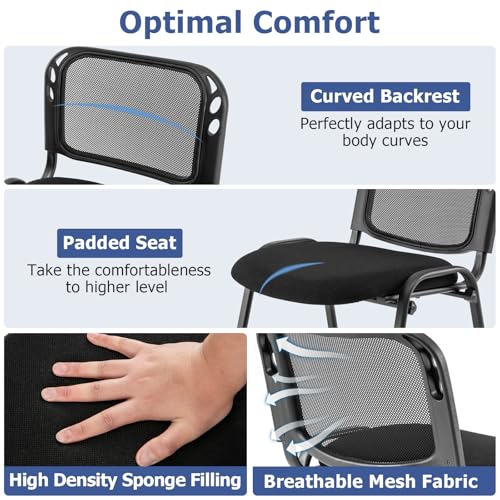 GIANTEX 5-Pack Stackable Waiting Room Chairs, Guest Reception Chair, Black