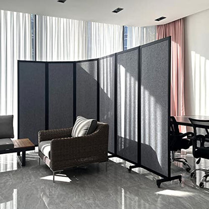 Room Partition,8'5"W x 6'7"H,4 Panel,Grey - color: Grey, size: 100.8"(L)*78.7"(H)