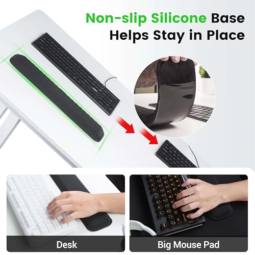 MEKASS Ergonomic Wrist Rest for Keyboard and Mouse, Soft Memory Foam Keyboard Wrist Rest Set with Non-Slip Silicone Base, Easy Typing, Pain Relief, Comfort for Office, Work, Gaming (Pink) - style: Pink