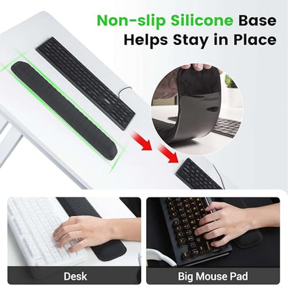 MEKASS Ergonomic Wrist Rest for Keyboard and Mouse, Soft Memory Foam Keyboard Wrist Rest Set with Non-Slip Silicone Base, Easy Typing, Pain Relief, Comfort for Office, Work, Gaming (Pink) - style: Pink