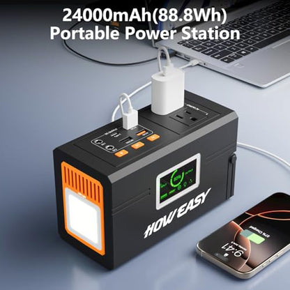 HOWEASY Portable Power Station 127W,Solar Generator(Solar Panel Optional) - color: dark gray