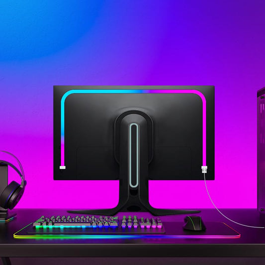 Monitor LED Backlights, LED Strip Light Sync with Screen Color/Music, Computer Light Bar Behind Screen, for PC/Mac, LEDs for Desk Gaming, USB Interface,Software Control (24 inch) - size: 24 inch