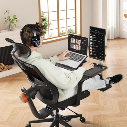 Newtral Ergonomic Office Chair, Ergonomic Mesh High Back Desk Chair, Computer Task Chair, with Footrest, Adaptive Lumbar Support - color: Black, size: 2D Headrest +Laptop Tray