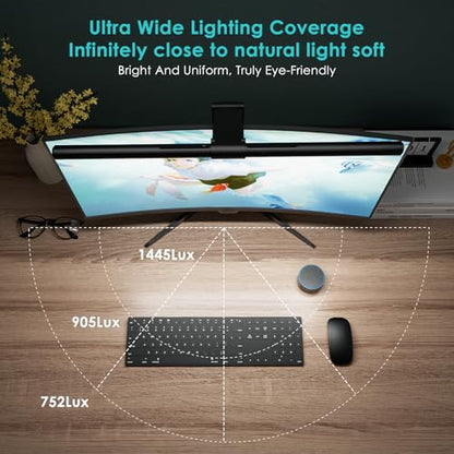 Quntis Monitor Light Bar PRO+ with Remote Control, Fit for Curved/Flat Monitor, Eye-Care USB Computer Lamp Dimmable Screen Light Bar with Auto-Dimming, No Glare Home Office Gaming Desk Lamp - style: ScreenLinear PRO+