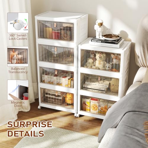 Wise Oannes Closet Organizers and storage, Storage cabinet with Wheels | Stackable Storage Bins with Wheels，Collapsible and Folds flat design to saves space, , Great for home, office, or garage