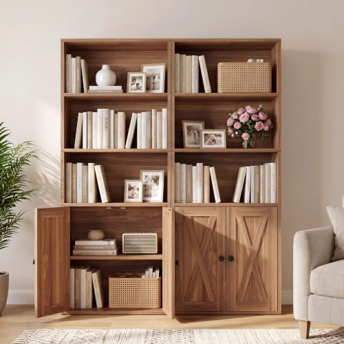 IRONCK Industrial Bookshelves and Bookcases with Doors and Shelves - color: Oak Brown