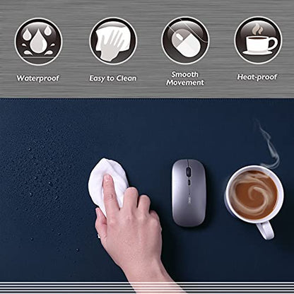 K KNODEL Large Sewing Leather Desk Mat, Desk Pad (Dark Blue, 31.5" x 15.7") - color: Dark Blue/Yellow, size: 31.5" x 15.7"