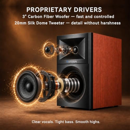 Sanyun SW203 3" 2-Way Active Bookshelf Speakers for Desktop Computer PC - color: Red