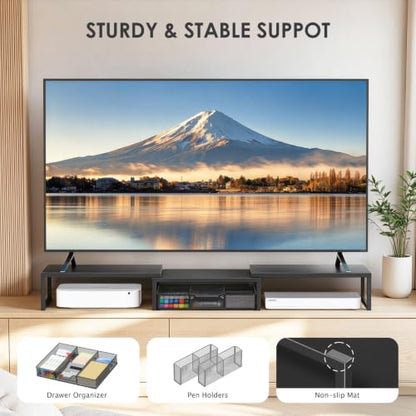 OPNICE Desk Organizers and Accessories, Dual Monitor Stand Riser - color: Matte Black