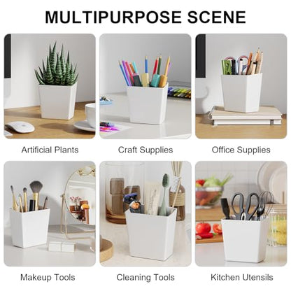 6 Pack White Rolling Cart Accessories with 6 Hanging Cup Holder and 6 Hooks - color: White