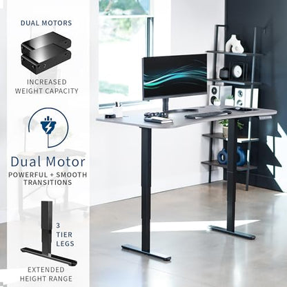 VIVO Dark Gray 63 x 32 in Standing Desk, DESK-KIT-2B1G - color: Dark Gray Top / Black Frame, size: 63 x 32