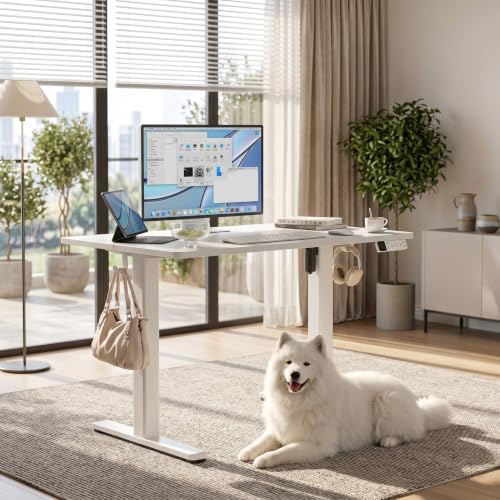 Claiks Electric Standing Desk, 40x24 Inch, White - color: White, size: 40 Inch