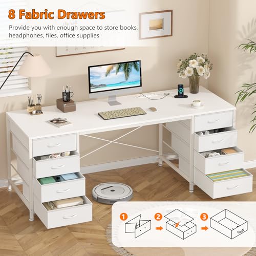 60 Inch Computer Desk with 8 Drawers for Home Office, Bedroom, Living Room - color: White, size: 18.9"D x 59.8"W x 29.3"H