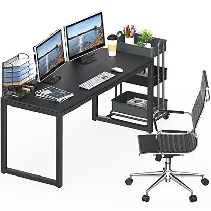 SHW 55-Inch Commercial-Grade Office Computer Desk, Black - color: Black, size: 55-Inch